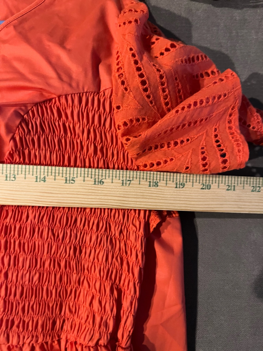 Lapa Plus Size Coral Midi Dress with Flutter Eyelet Sleeves Size:1X NWT - Picture 8 of 8